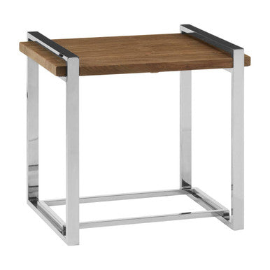 Natural Recycled Elm Wood Top Side Table with Metal Base | Menteng
