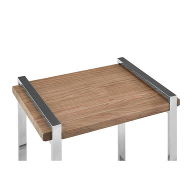 Natural Recycled Elm Wood Top Side Table with Metal Base | Menteng