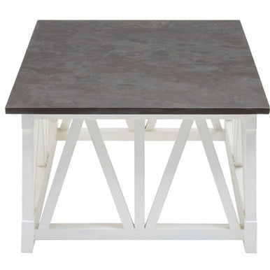 Stone Top Rectangular Coffee Table with White Alder Wood Base | Monas