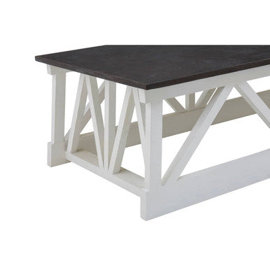 Stone Top Rectangular Coffee Table with White Alder Wood Base | Monas