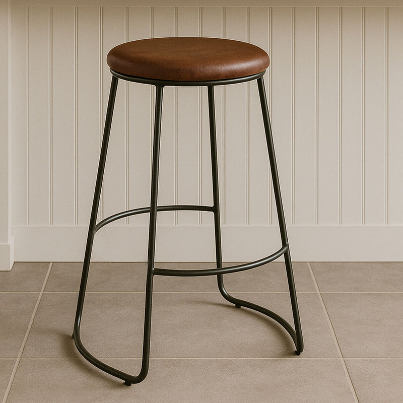 Faux Leather Bar Stool with Metal Legs | Brixton