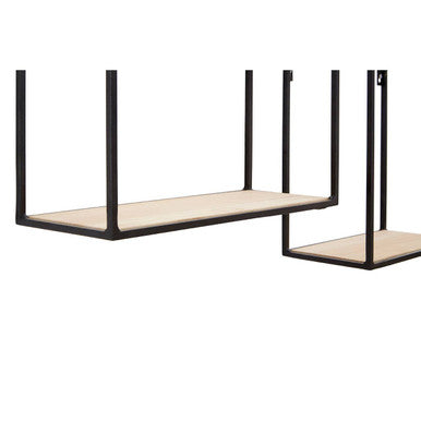 Set of 2 Wood and Metal Cuboid Wall Shelf | Brixton