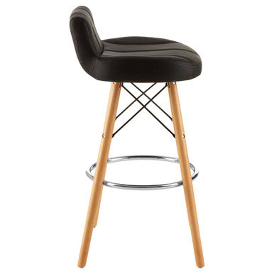 Black Leather Effect Bar Stool | Stockholm