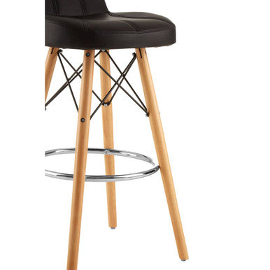 Black Leather Effect Bar Stool | Stockholm