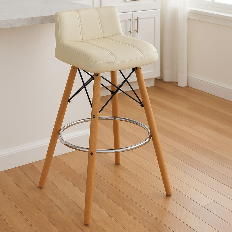 White Leather Effect Bar Stool | Stockholm