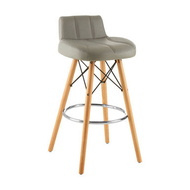 Grey Leather Effect Bar Stool | Stockholm