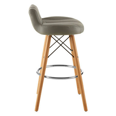 Grey Leather Effect Bar Stool | Stockholm