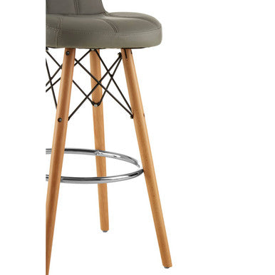 Grey Leather Effect Bar Stool | Stockholm