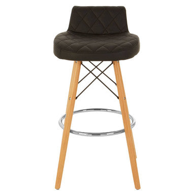 Black Leather Effect Seat Bar Stool | Stockholm