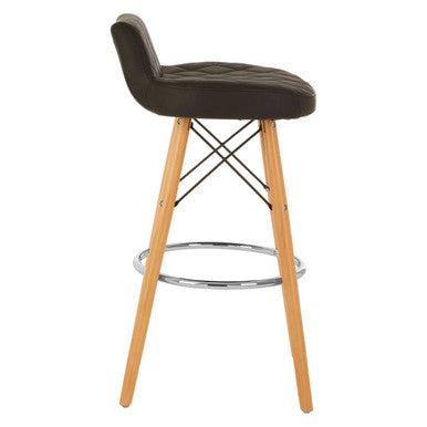 Black Leather Effect Seat Bar Stool | Stockholm