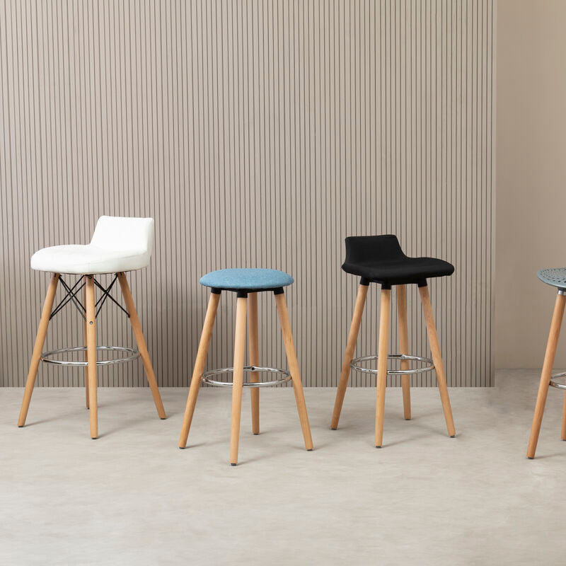 Black Leather Effect Seat Bar Stool | Stockholm