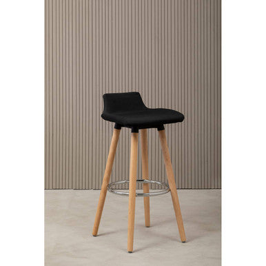 Black Leather Effect Seat Bar Stool | Stockholm
