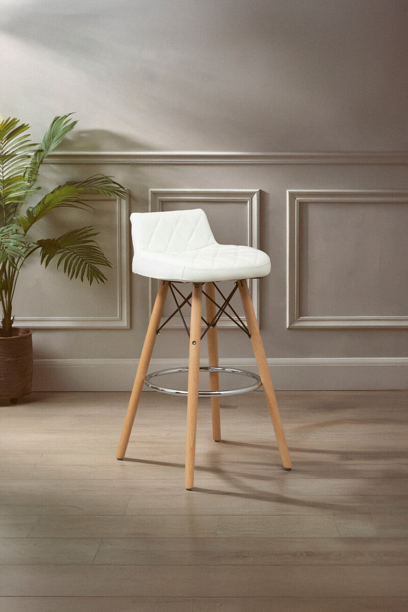 White Leather Effect Seat Bar Stool | Stockholm