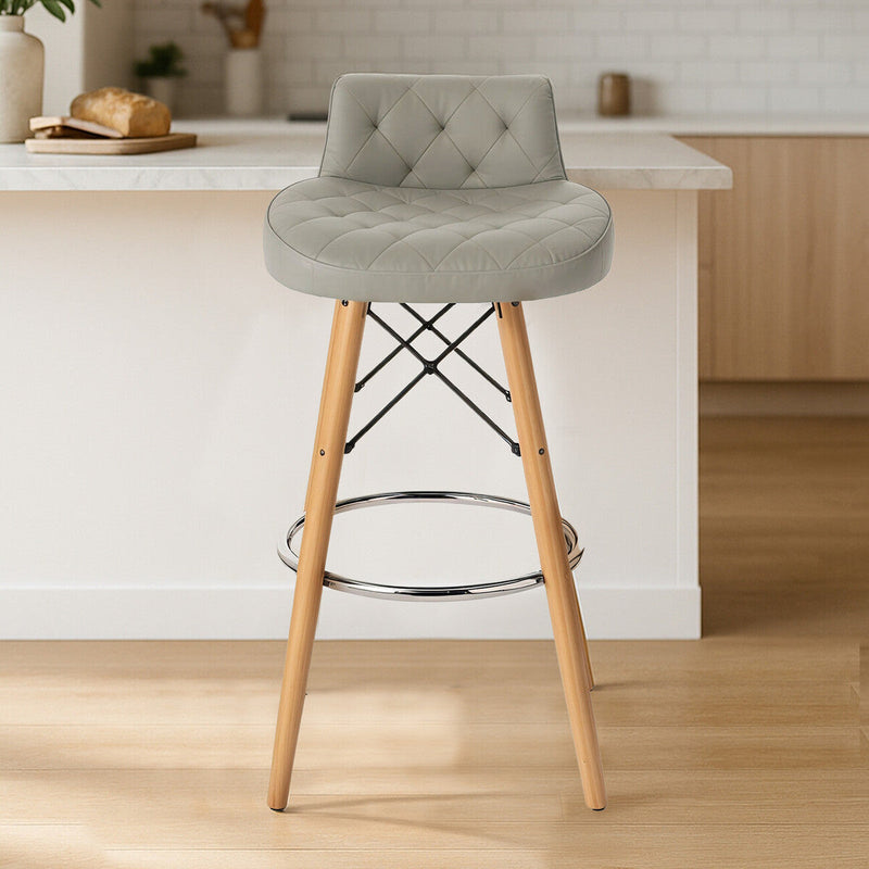 Grey Leather Effect Seat Bar Stool | Stockholm