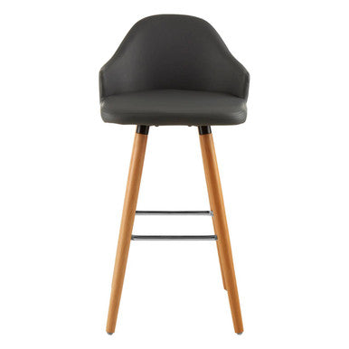 Grey Faux Leather Bar Stool with Beechwood Legs | Stockholm