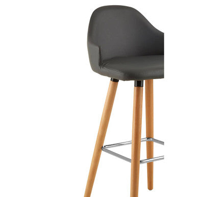 Grey Faux Leather Bar Stool with Beechwood Legs | Stockholm