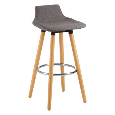 Grey Bar Stool with Beechwood Legs | Stockholm