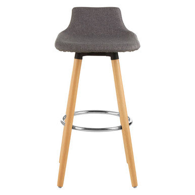 Grey Bar Stool with Beechwood Legs | Stockholm