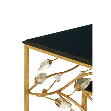 Set of 2 Black Wooden Top Tables with Gold Metal Frame | Yaxi
