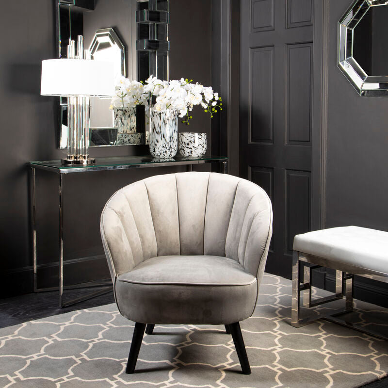 Grey Velvet Curved Chair | Regents Park
