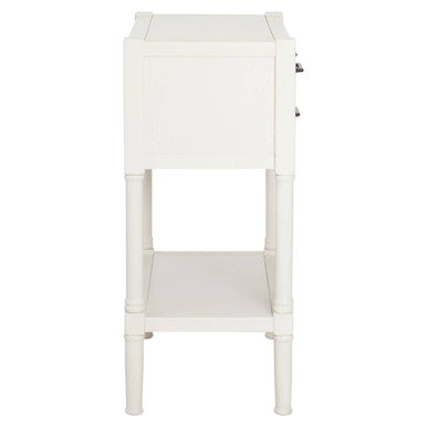 Pearl White Finish Wooden Console Table with Three Drawers and Lower Storage Shelf | Heritage