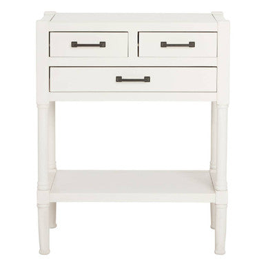Pearl White Finish Wooden Console Table with Three Drawers and Lower Storage Shelf | Heritage