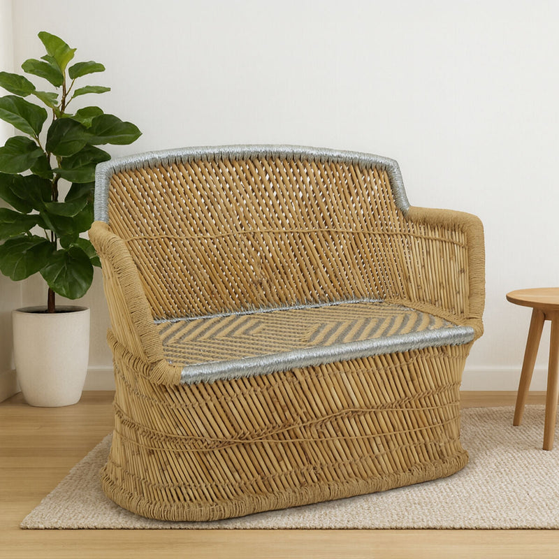2 Seater Natural and Silver Sofa | Rowan