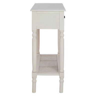 White Finish Wooden Console Table with 2 Drawers and Lower Storage Shelf | Heritage