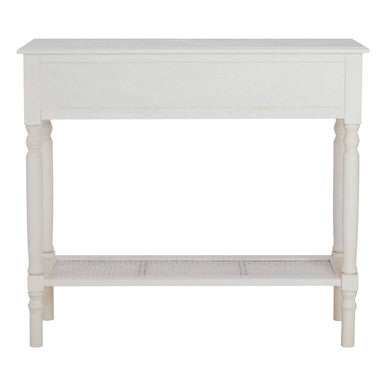 White Finish Wooden Console Table with 2 Drawers and Lower Storage Shelf | Heritage