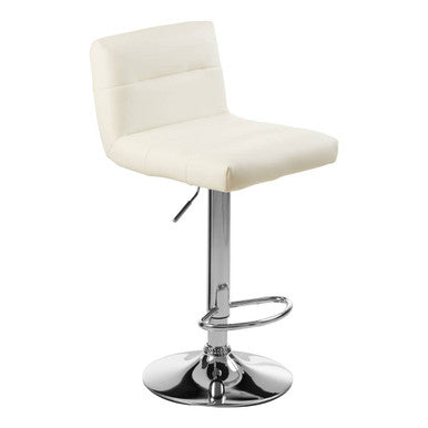 White Seat Bar Stool with Chrome Base | Baina