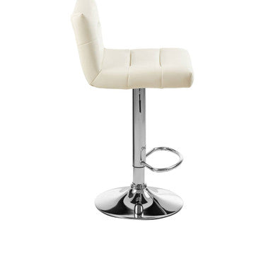 White Seat Bar Stool with Chrome Base | Baina