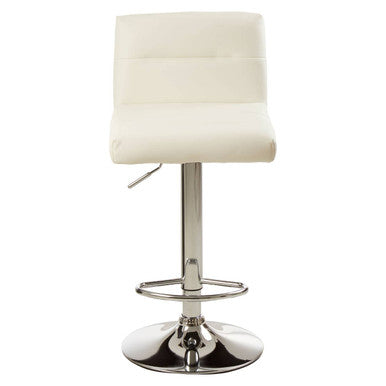 White Seat Bar Stool with Chrome Base | Baina