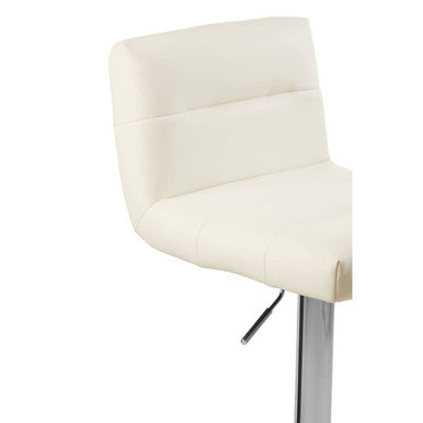 White Seat Bar Stool with Chrome Base | Baina
