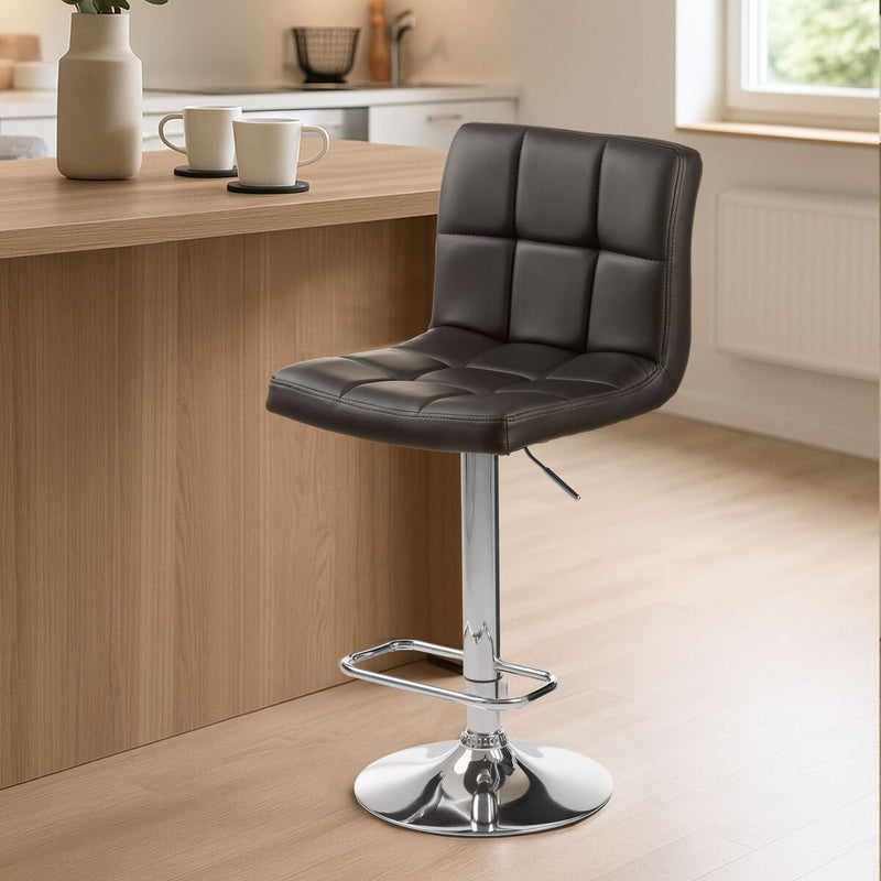 Quilted Bar Stool with Chrome Base | Baina