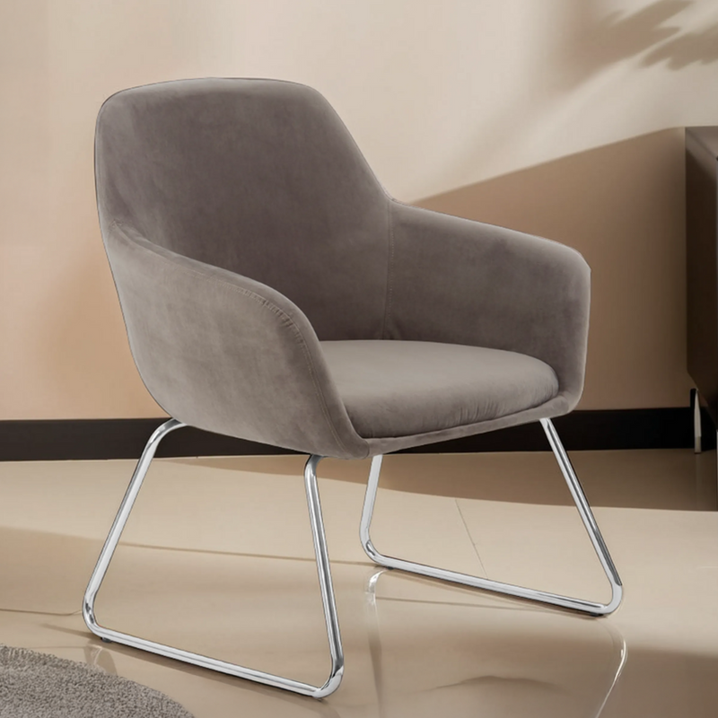 Grey Velvet Dining Chair with Chrome Legs | Stockholm