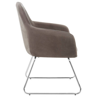 Grey Velvet Dining Chair with Chrome Legs | Stockholm