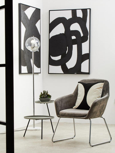 Grey Velvet Dining Chair with Chrome Legs | Stockholm