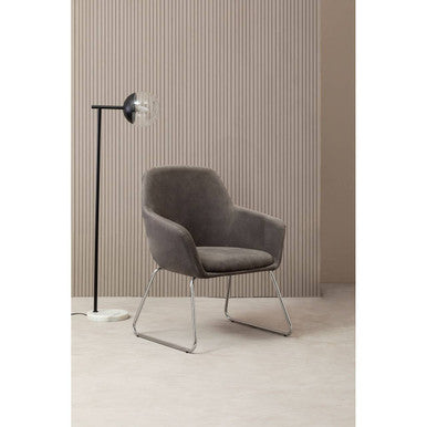 Grey Velvet Dining Chair with Chrome Legs | Stockholm