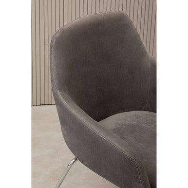 Grey Velvet Dining Chair with Chrome Legs | Stockholm