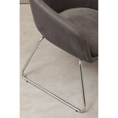 Grey Velvet Dining Chair with Chrome Legs | Stockholm