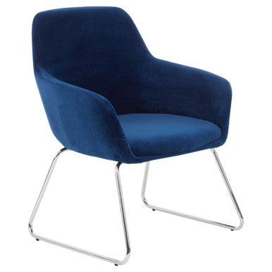 Blue Velvet Dining Chair with Chrome Legs | Stockholm