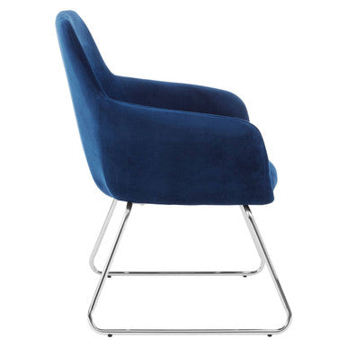 Blue Velvet Dining Chair with Chrome Legs | Stockholm