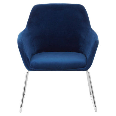 Blue Velvet Dining Chair with Chrome Legs | Stockholm