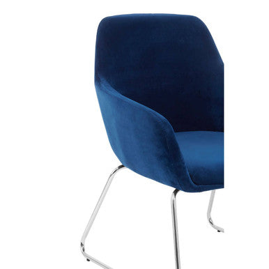 Blue Velvet Dining Chair with Chrome Legs | Stockholm