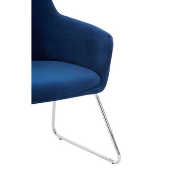 Blue Velvet Dining Chair with Chrome Legs | Stockholm