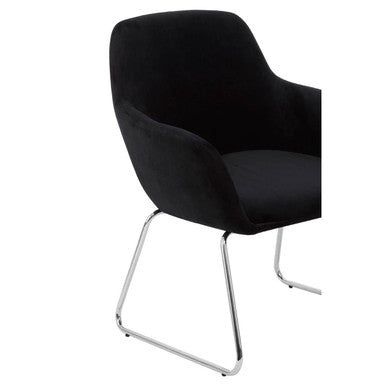 Black Velvet Dining Chair with Chrome Legs | Stockholm