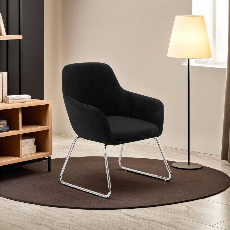 Black Velvet Dining Chair with Chrome Legs | Stockholm