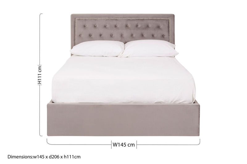 Grey Velvet Ottoman Bed Double | Hannah
