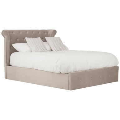 Mink Velvet Ottoman Double Bed | Edison