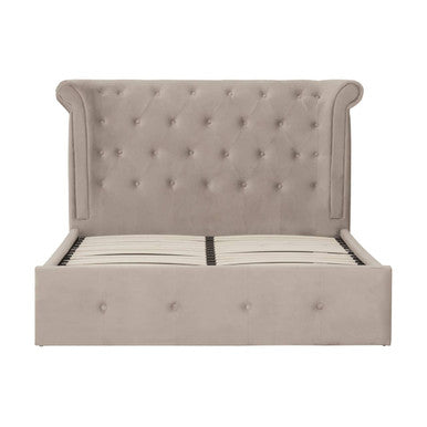 Mink Velvet Ottoman Double Bed | Edison